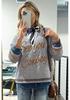 2025 Winter Women's Fashion: Warm Drop Shoulder Letter Embroidery Knit Pullover Sweater