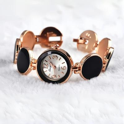 Ladies Fashion Casual 5 Colors Wafer Design Round Dial Bracelet Watch Quartz Wristwatch