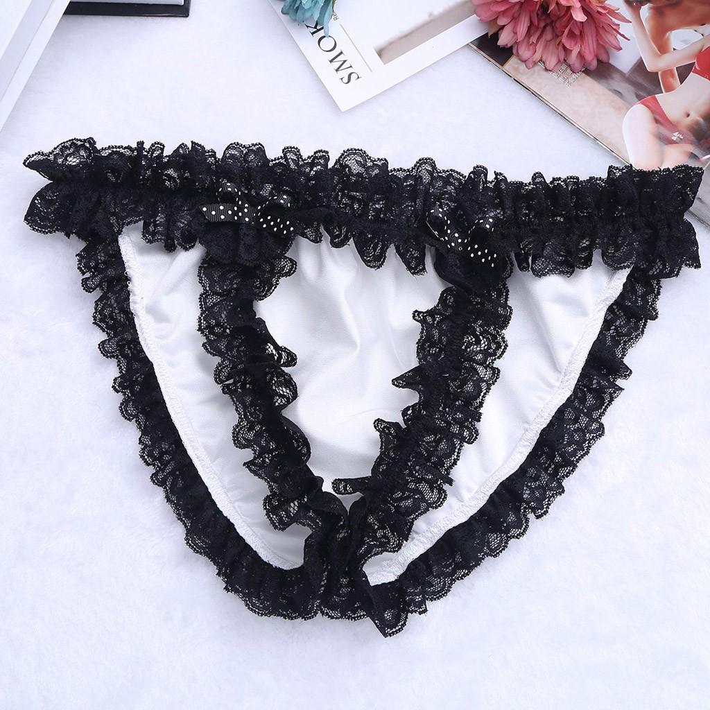 Men Briefs Briefs Underwear Satin Lace Bow Thong Panties Panties Underpants