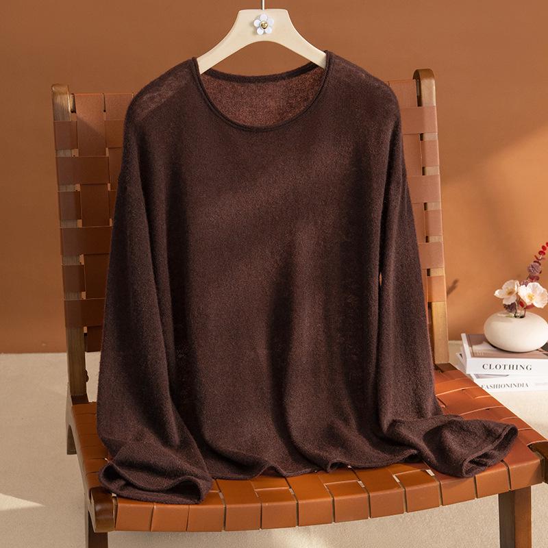 

Женский свитер с круглым вырезом из кашемира и шелка Puyuan Autumn 2025 - Коллекция Velvet Kiss Large