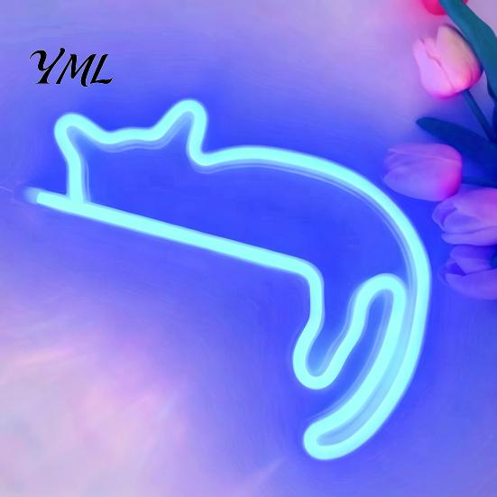 Neon Cat Wall Light LED Sign Sconce for Bedroom Decor, Cute Cartoon Animal Lighting Light, Energy Saving Decorative Lamp Living Room And Party