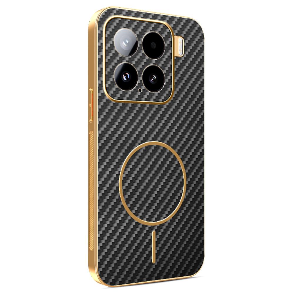 For Xiaomi 15 Phone Case Carbon Fiber Textured Electroplated TPU Back Cover