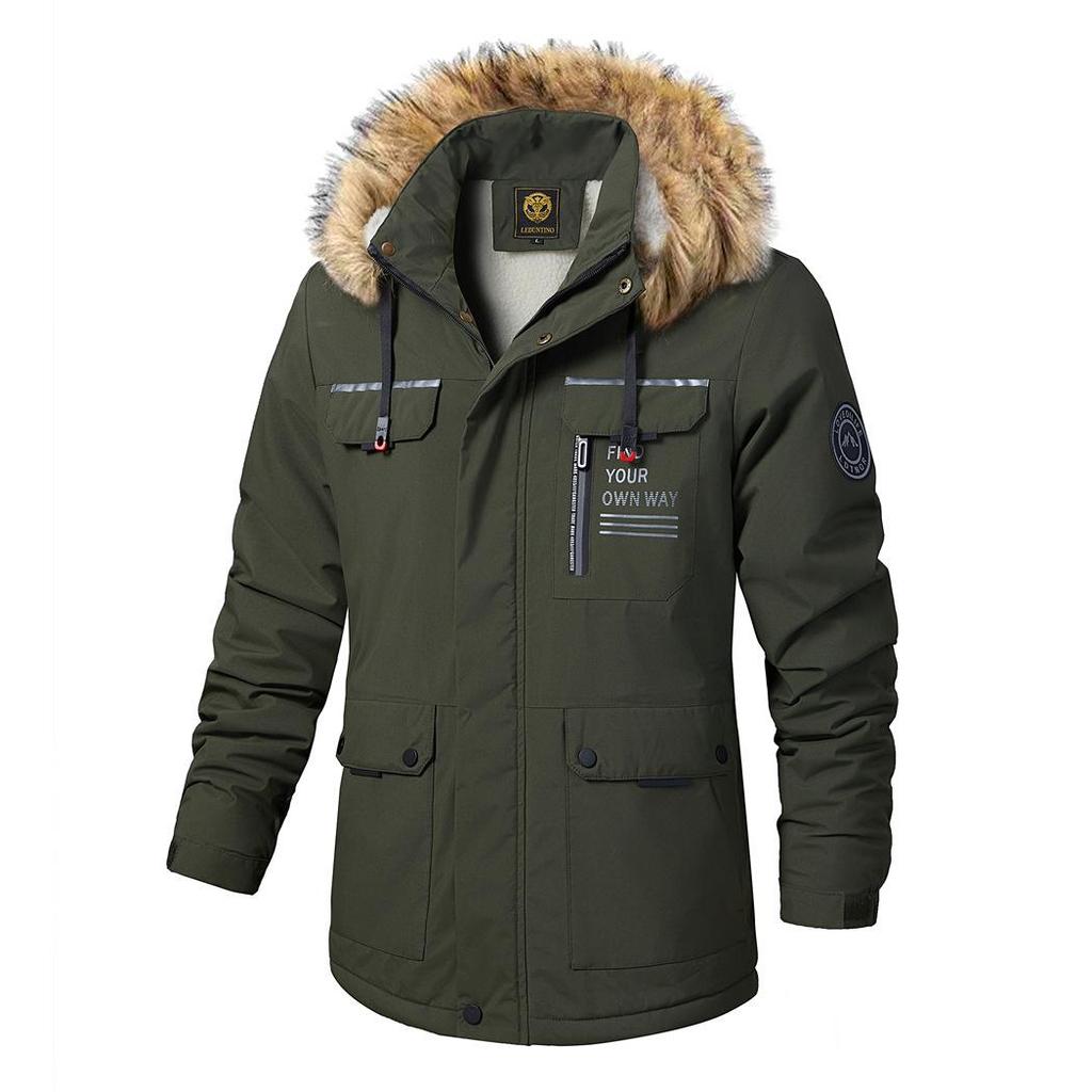 Jacke Herren Plüsch Dicker Mantel Herbst und Winter Warme Kapuzenjacke Herrenjacke