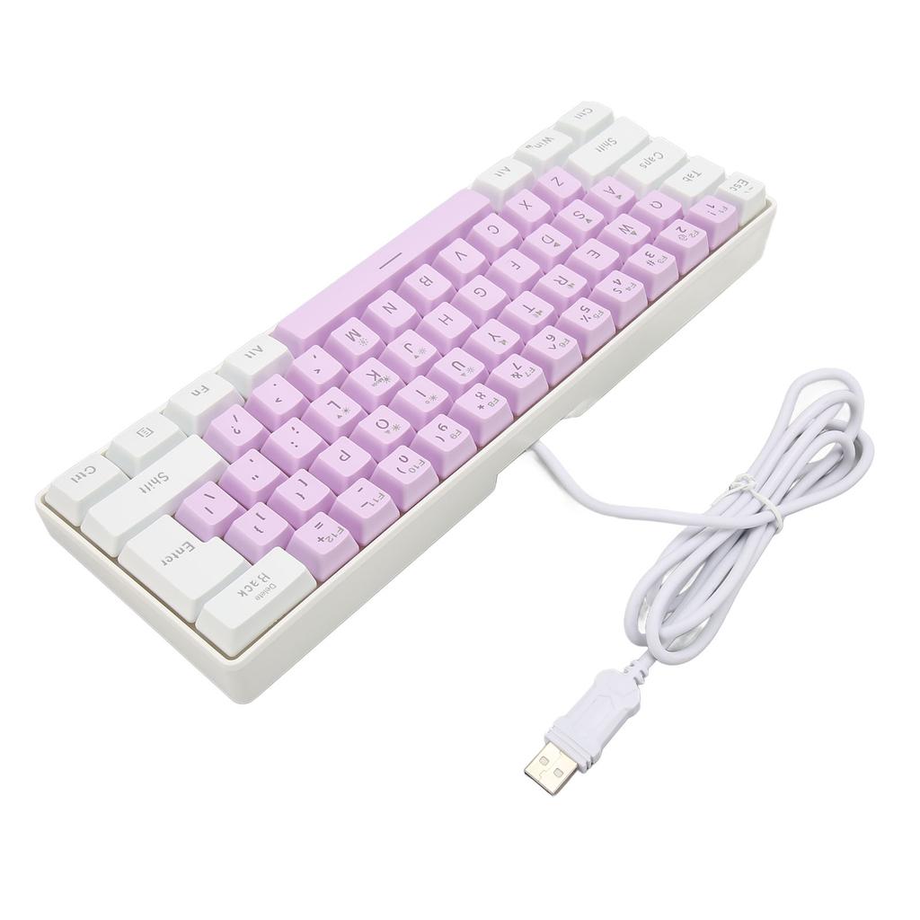 Gaming Keyboard USB 61 Keys RGB Backlit Ergonomic Contrast Color Space Saving Wired Keyboard for Desktop Laptop White