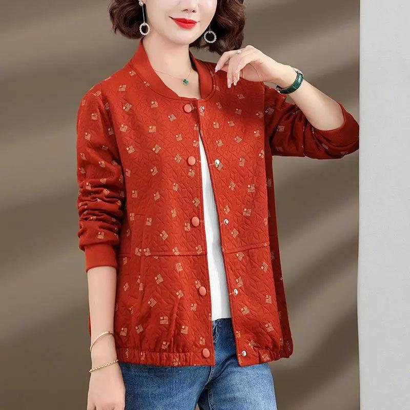 

Весенние и осенние женские короткие куртки, модные топы для женщин среднего и пожилого возраста, модные тонкие куртки M оранжевый