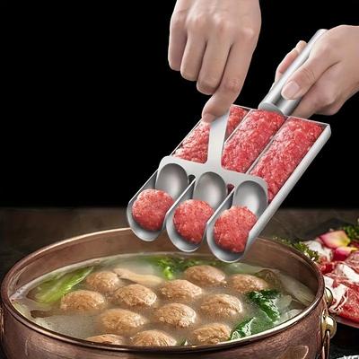 1 pezzo di macchina per polpette tripla antiaderente in acciaio inossidabile - perfetta per cucine di camper, sicura per alimenti