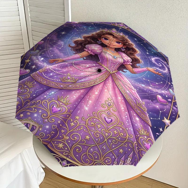 1PC Princess Castle Umbrella-8-Rib Reinforced, Automatic Open, Lightweight & Durable, Fashion Accessory for Outdoor, J0382