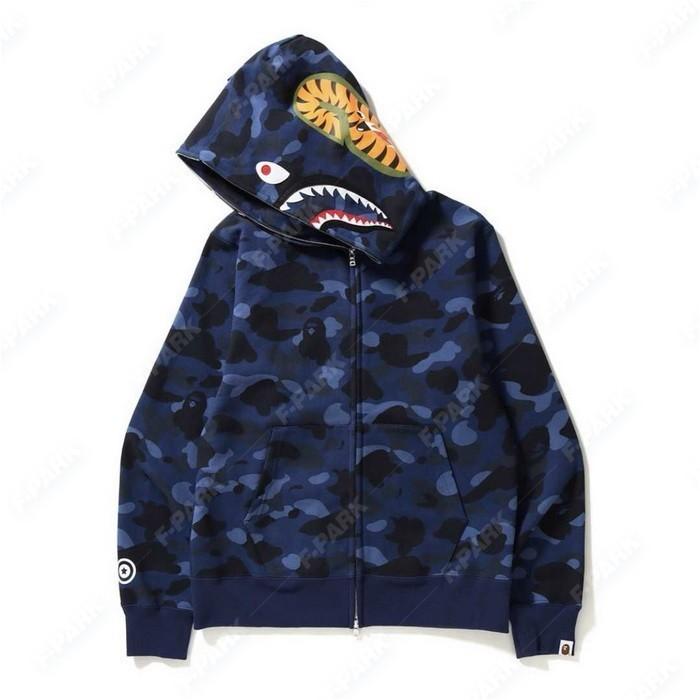Populær Ape Bape Herre Haikje Kamuflasje Full Glidelås Hettegenser Joggebukse Jakke Kåpe