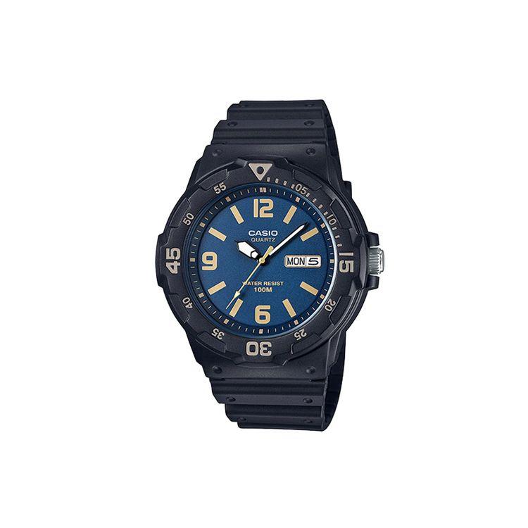 Casio Standard Series Waterproof Sports Watch Rose Gold Markers Quartz Movement Resin Strap Men watches Blue MRW-200H-2B3 Regular Watch Box,Blue Dial