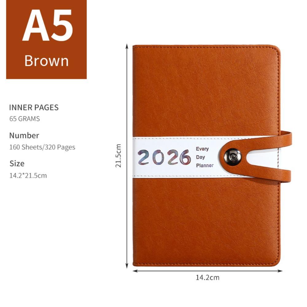 

A5 2026 Agenda Book Planner Reminder Calendar Book Portable Schedule Book Students коричневий