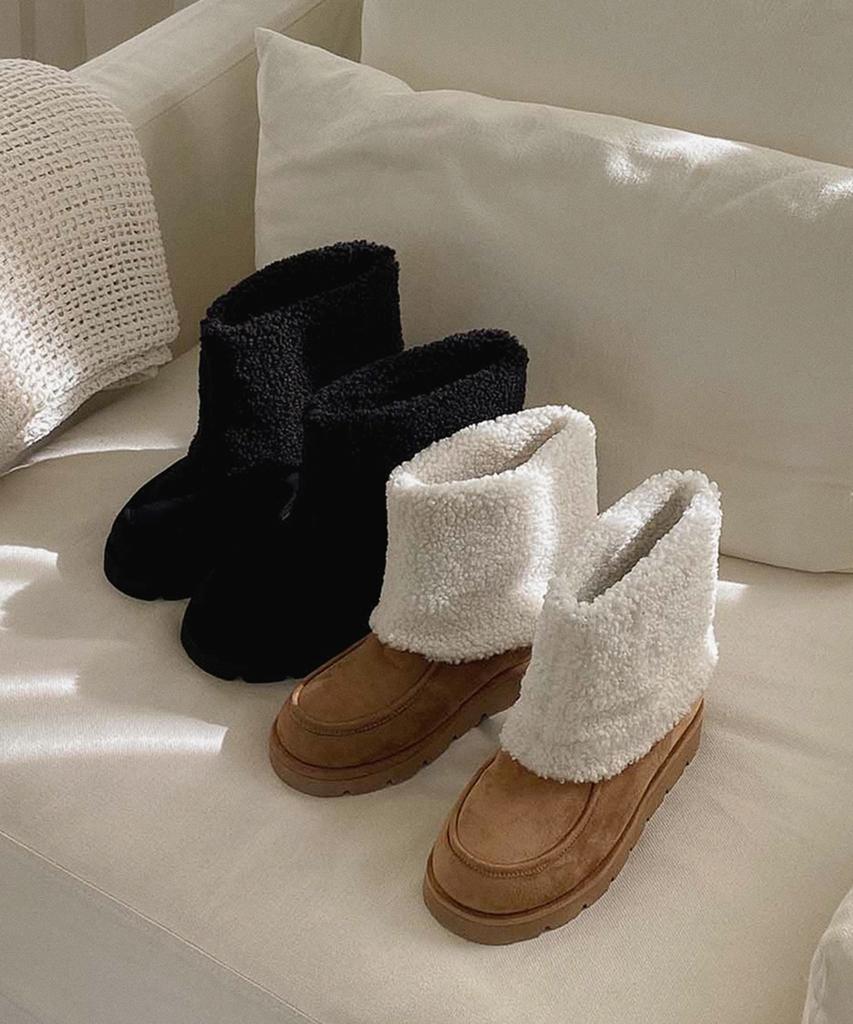 Moodnple Coconew Suede Warm Fur Boots 3Cm 2Color