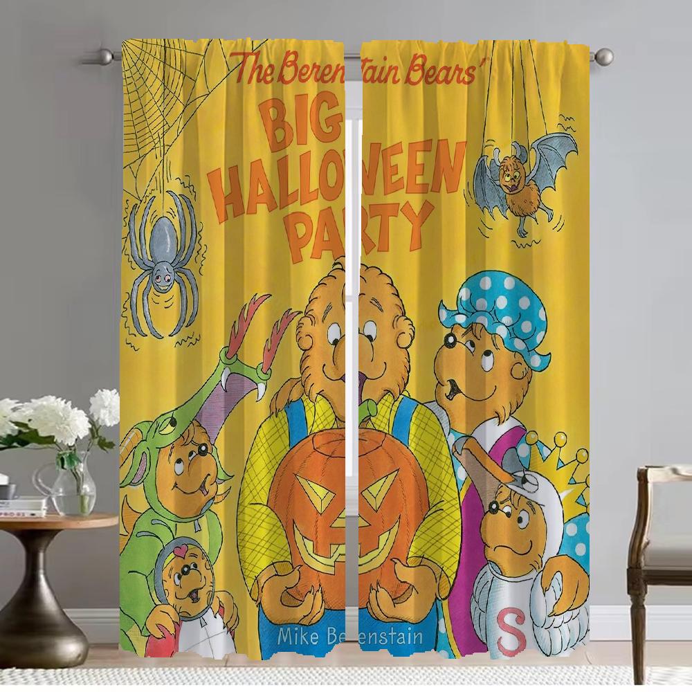 

Window Curtain for Room 2 Panel Berenstain Bears Curtains for Bedroom Halloween Decoration Home Interior Curtains Partition W50xH70cmx2pcs-CL