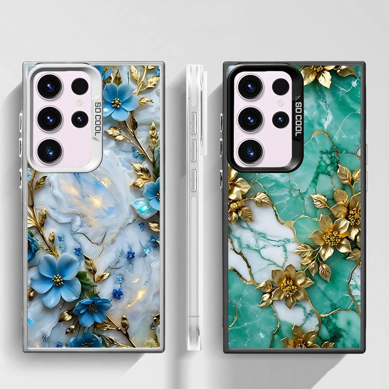 Flower Marble Phone Case for Samsung Galaxy S24Ultra S23 FE Note 20 Ultra S20 S21 S22 Plus S20fe S23Ultra 5G Silicone Soft