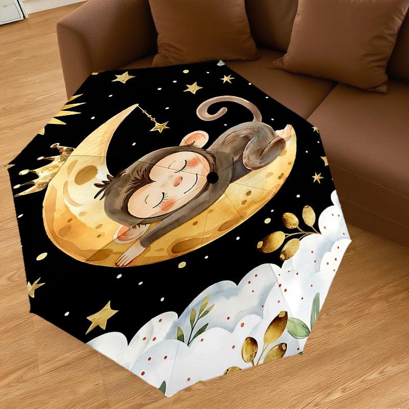 1PC Monkey Clouds Umbrella-8-Rib Reinforced, Automatic Open, Lightweight & Durable, Fashion Accessory for Outdoor, H0366