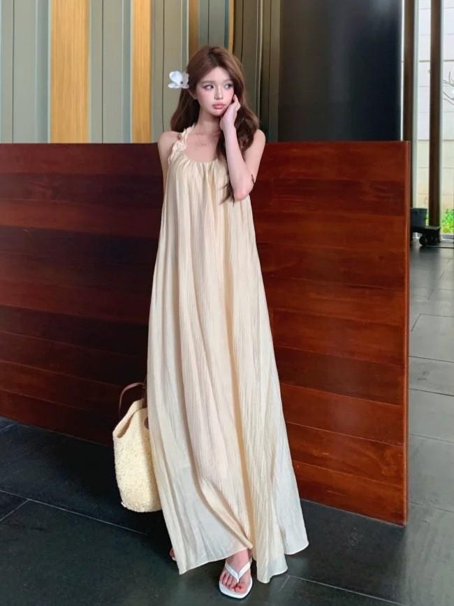 Seaside Vacation Style Is Unique and Beautiful, Super Good-looking Suspender Skirt Design Sense Backless Sleeveless Dress 2026 Summer Women