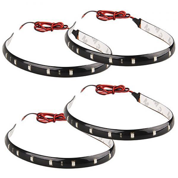 4Pcs 30cm 3528 SMD 15 LED Car Trucks Motor Grill Flexible Waterproof Light Strips
