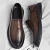 Fashion High End Brand Men's Leather Casual Shoes Massage Soles Comfortable Commuting Walking Shoes Simple Trendy Men's Business Shoes