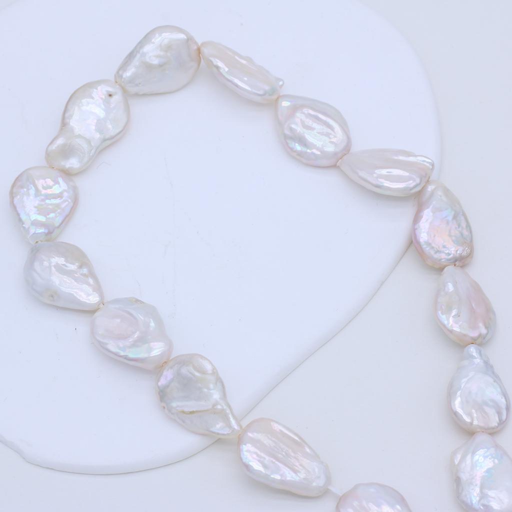 1String, 10×20mm Baroque Natural Freshwater Flat Drop Shape Pearls 36cm Loose Beads for Handmade Jewelry Craft Supplies, DIY Holiday Gifts