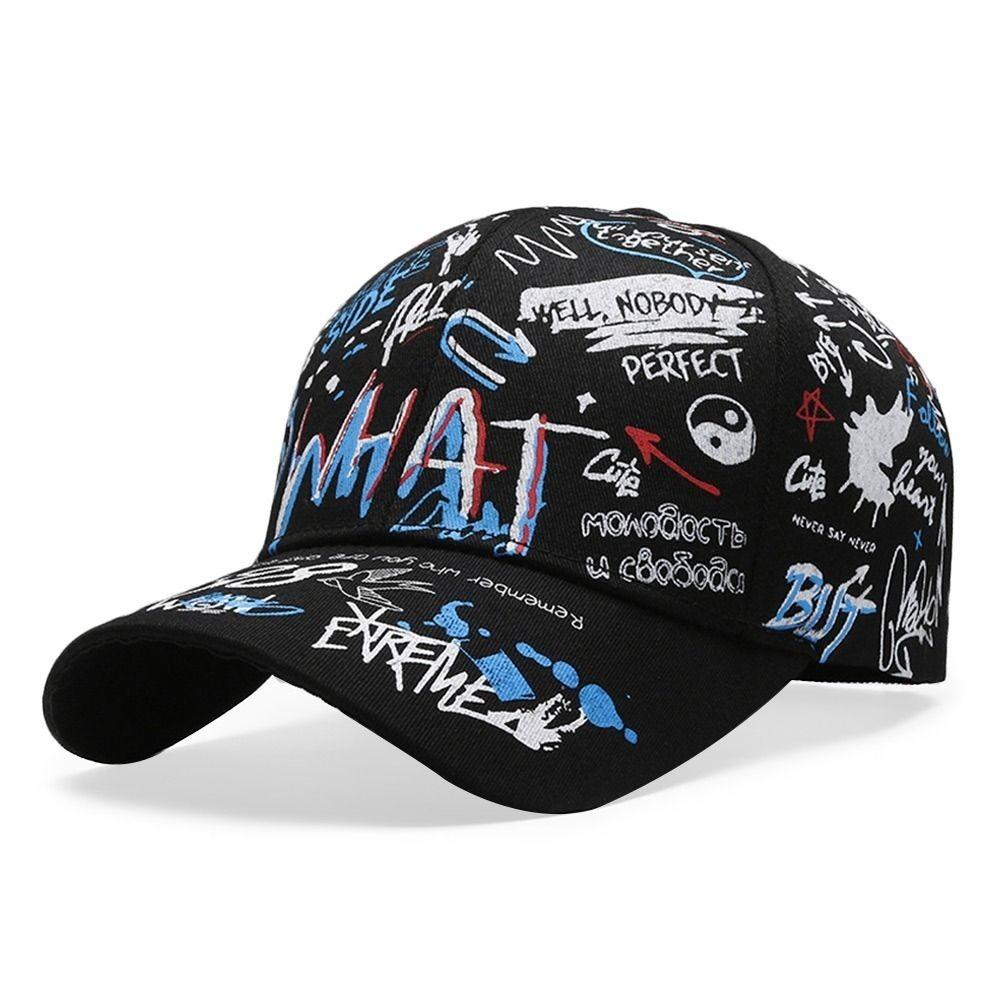 

Casual Hip Hop Baseball Cap Print Breathable Snapback Hat Letter Graffiti Adjustable Sun Hat for Men Women