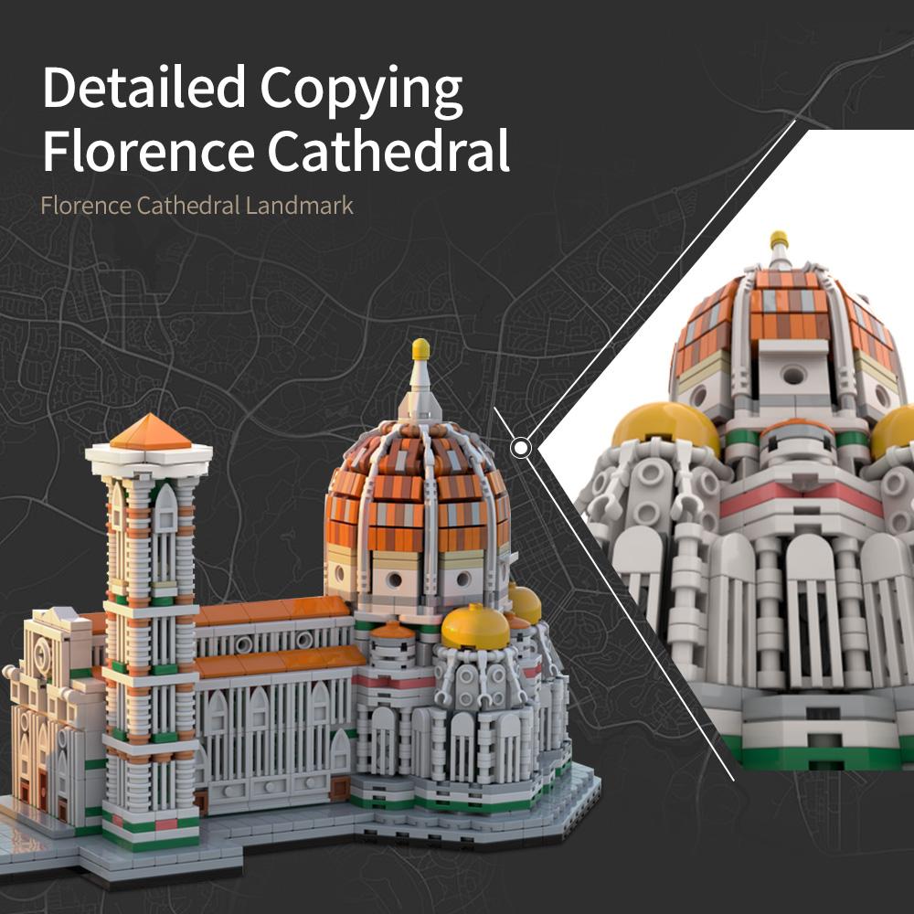 Gobricks MOC Cathedral of Florence 1:800 Bricks Model Cathedral of Saint Mary of the Flower Building Blocks Duomo Di Firenze Toy
