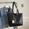Bolso de Mano Grande Casual de Moda para Mujer, Bolso de Hombro Brillante Metálico con Relieve de Cocodrilo para Compras Diarias de Damas
