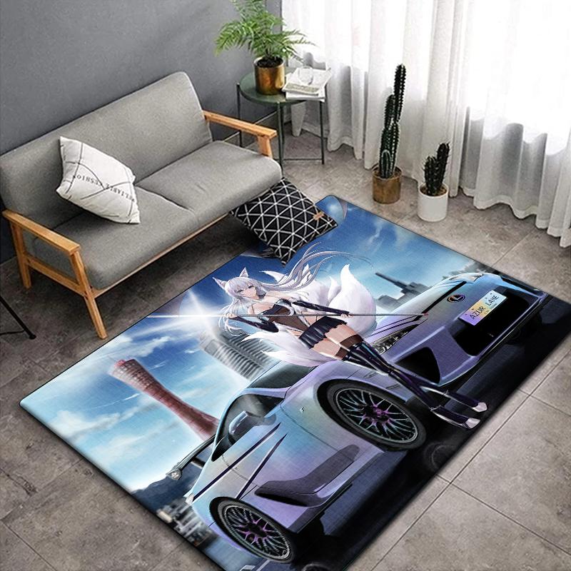 Anime Car Beauty Carpet for Living Room,Soft Flannel Rug for Bedroom ,Anti-Slip  BATHROOM Mat, Baby Play mat,Boys' Room Decor
