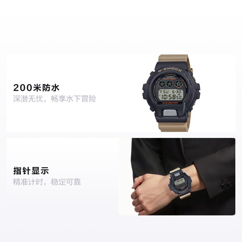CASIO 200 meters waterproof Quartz resin strap 53.2*50mm men s watch black dial DW6900TU-1A5 чёрный