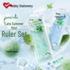 Hobby Summer Mint Scent 4-Piece Set: 18cm Ruler, Triangle, Protractor, Square for Students