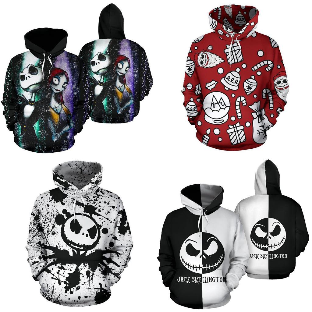 Nightmare Before Christmas Sally And Jack Skellington 3d Hoodie Sweatshirt In Various Sizes