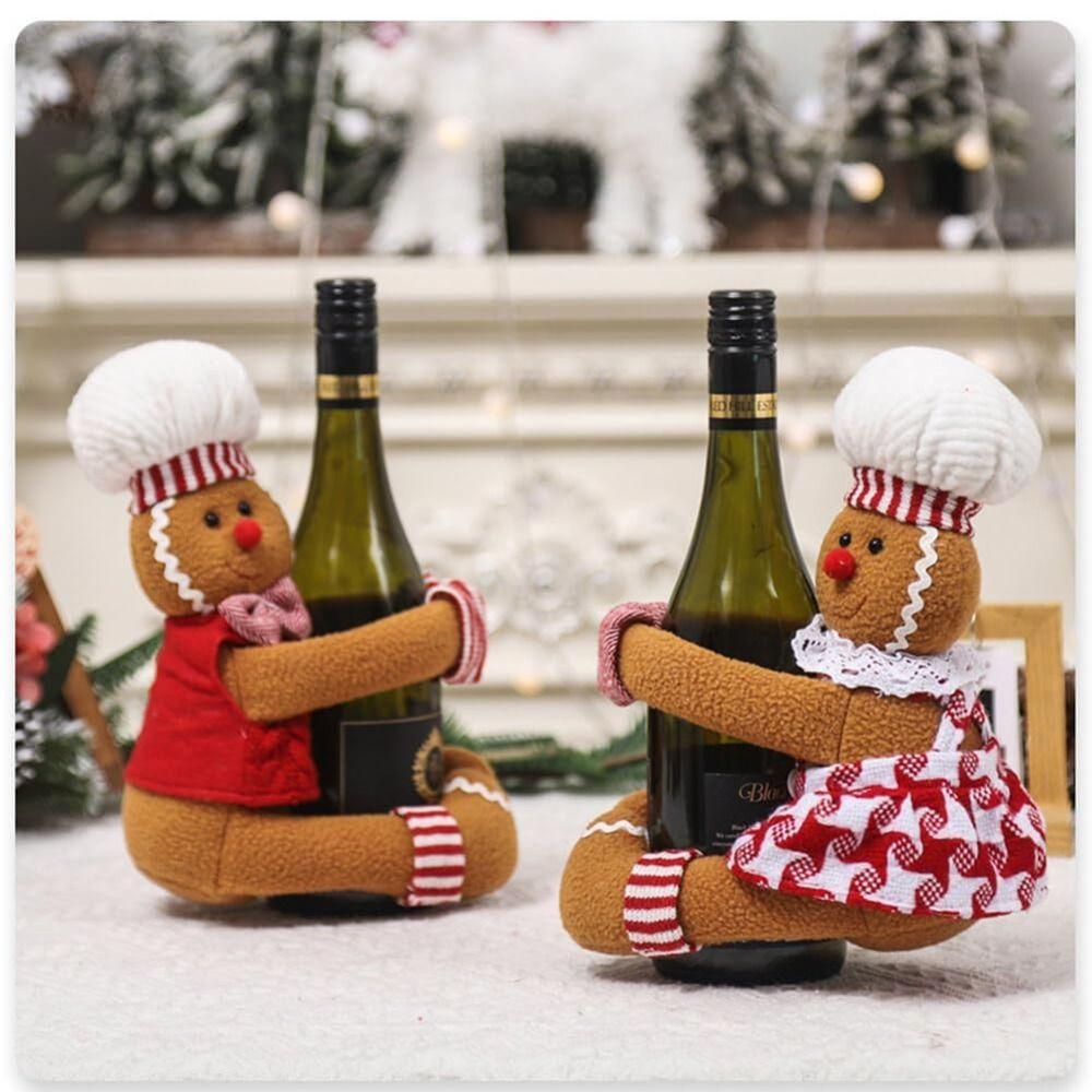 

Gingerbread Wine Bottle Accessories Cartoon Toy Wine Set New Christmas Decorations