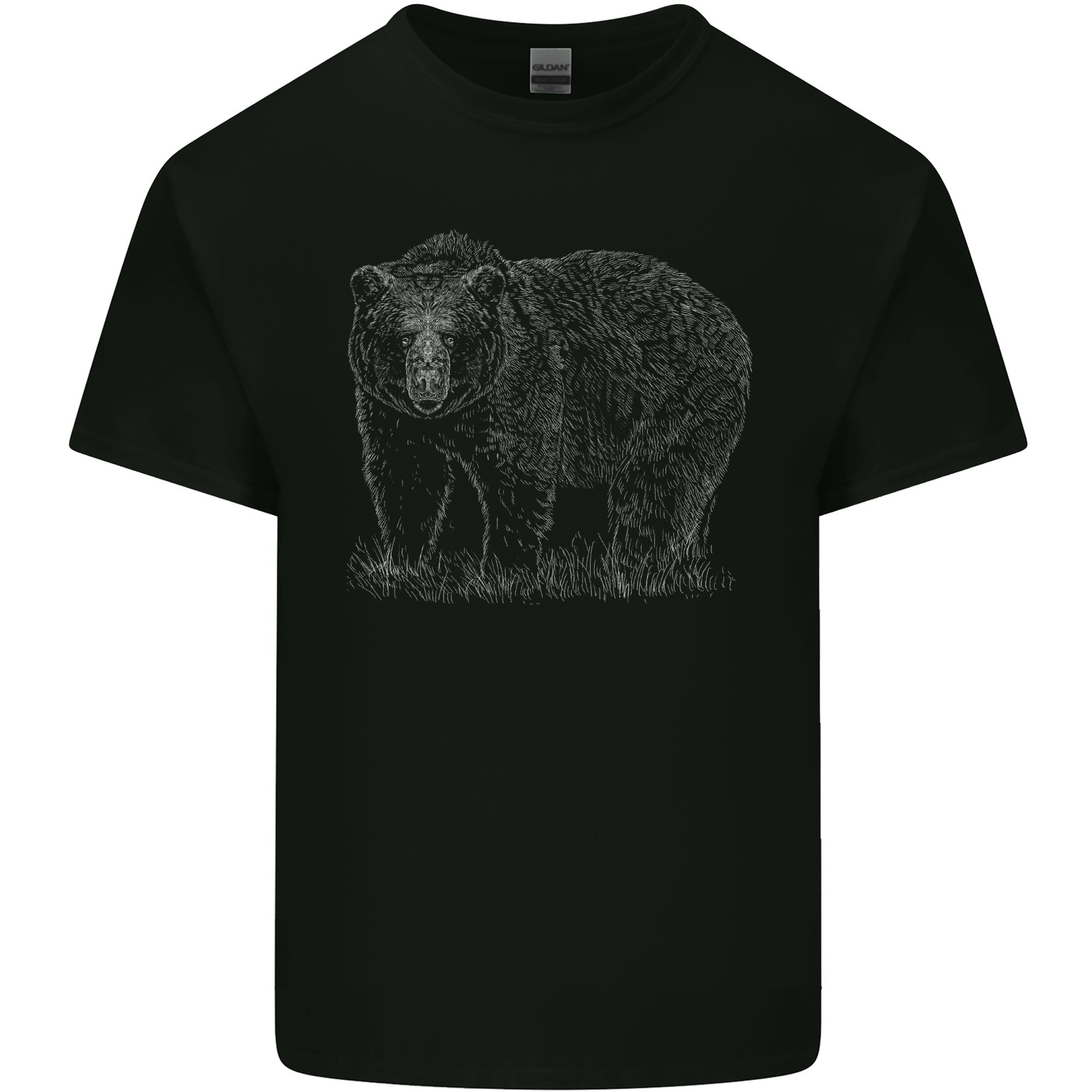 Grizzly Bear White Print Unisexs Light Cotton TShirt S