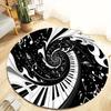 Piano Key & Music Note Round Rug – Non-Slip Polyester Chair Mat for Office Floor Protection – Stylish Home Decor