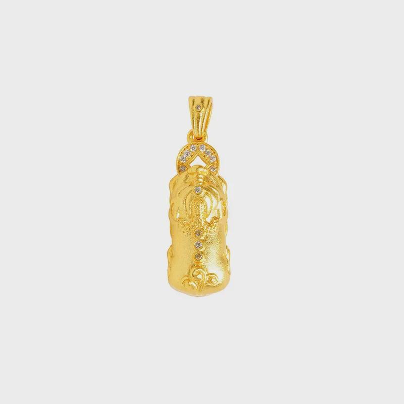 Ancient Vietnamese Gold Sand Pixiu Diamond Pestle Pendant Gourd Necklace