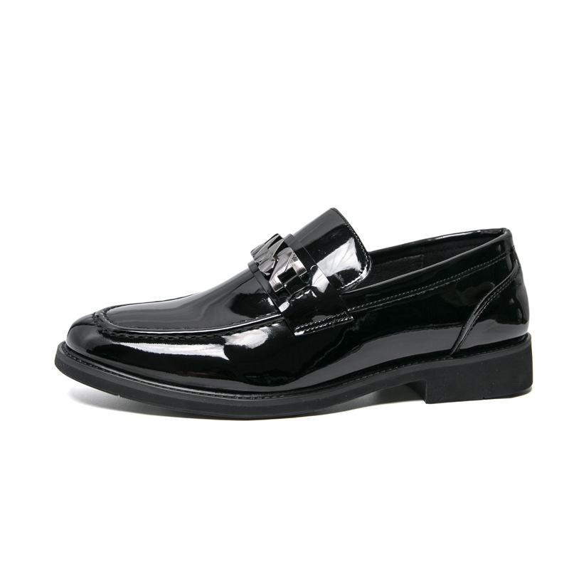 

Metal strip gradual change lacquered leather shoes business dress British style Doudou tide 46 чорний