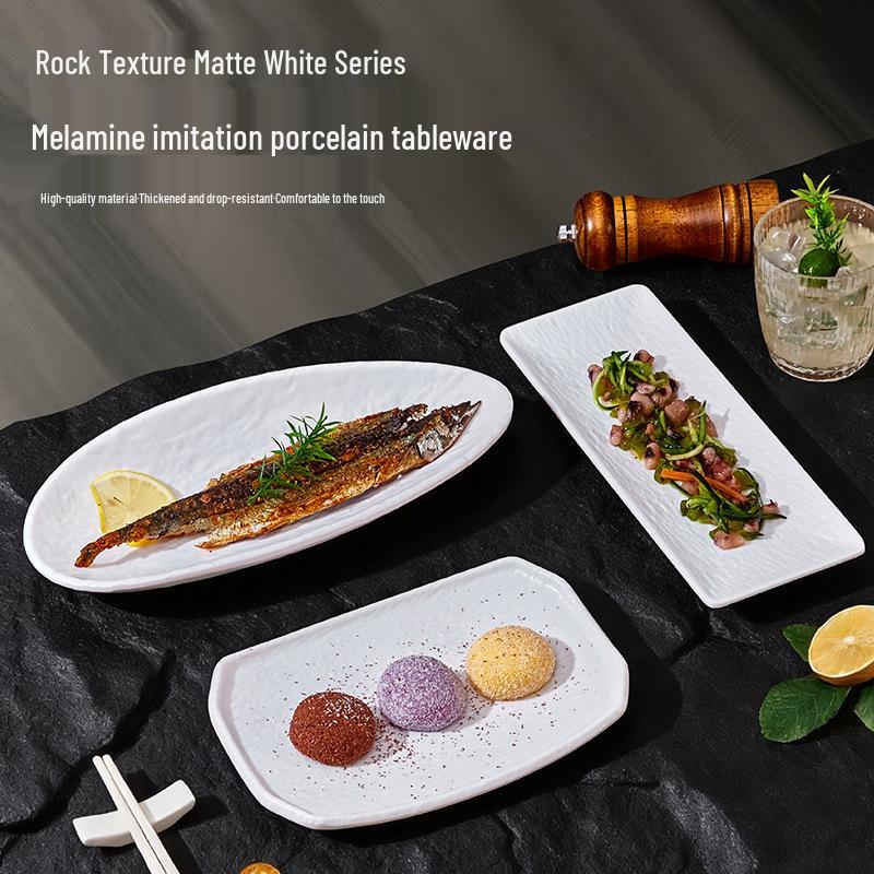Prato Longo de Melamina para Sobremesa, Pratos Frios, Churrasco, Fondue, Sushi e Montagem de Pratos para Restaurante