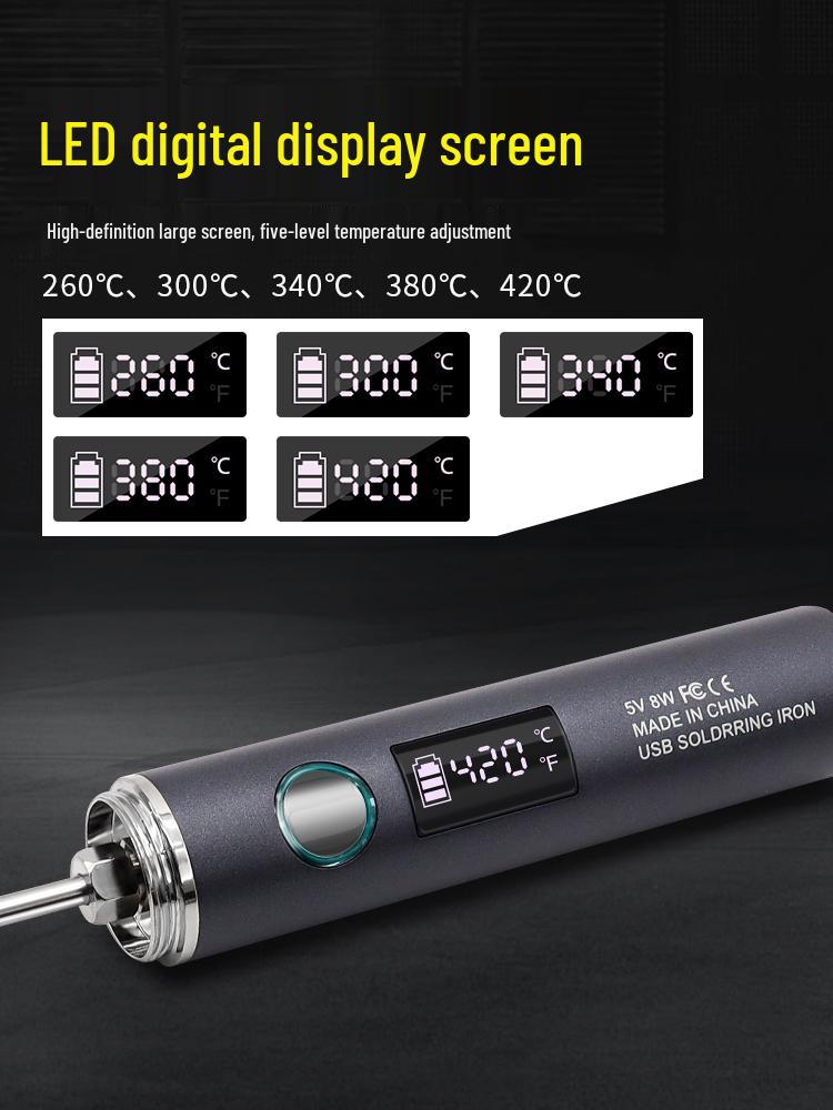 Mini Intelligenter Temperaturkontrollierter Typ-C Lötkolben mit Fünf Geschwindigkeitsstufen