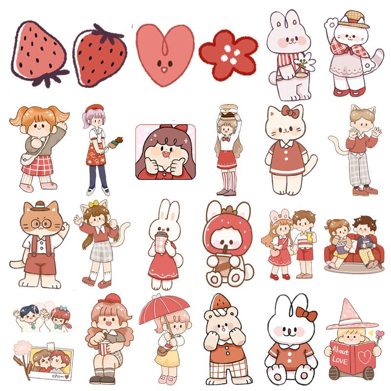 Korean Cute Character Red Yu Guo Guo 70 Sheets Waterproof Stickers for Journal, Suitcase, Phone Case, Computer