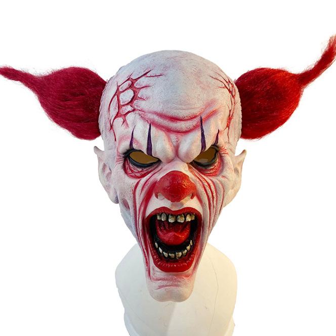 Nowa Halloweenowa Maskotka Klauna z Długimi Włosami Lateksowa Nakrycie Głowy Wyłączna Dostawa