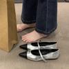 Fashion Flat Shoes for Women Spring Autumn Mary Jane Shoes New Flat Pointed Toe Shallow Silver Casual Plus Size Women's Shoes Ladies