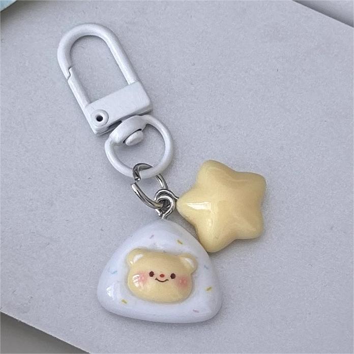 Milky Soft Butter Bear Star Keychain: Cute Cartoon Pendant for Backpack or Gift