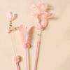 3Pcs Cat Teaser Wand Interactive Cat Feather Toy with Bell for Cat Kitten Playing Pink