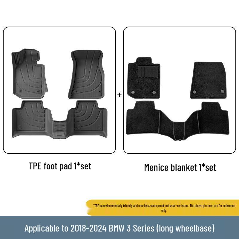 Eco-Friendly TPE Car and Trunk Mats for 2018-2024 BMW 3 Series Long Wheelbase