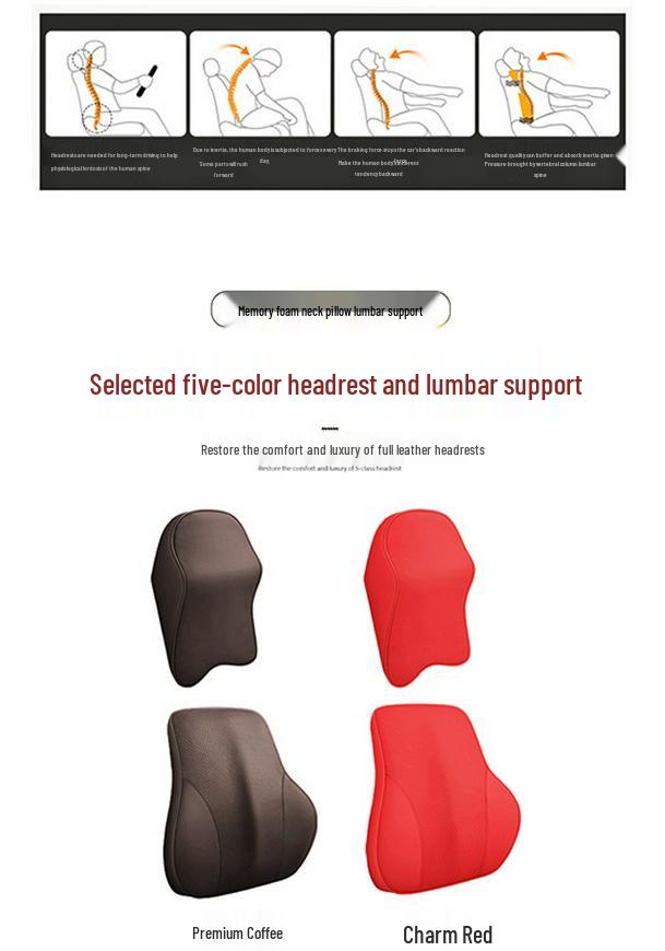 Four Seasons Memory Foam Car Neck and Lumbar Support Pillow