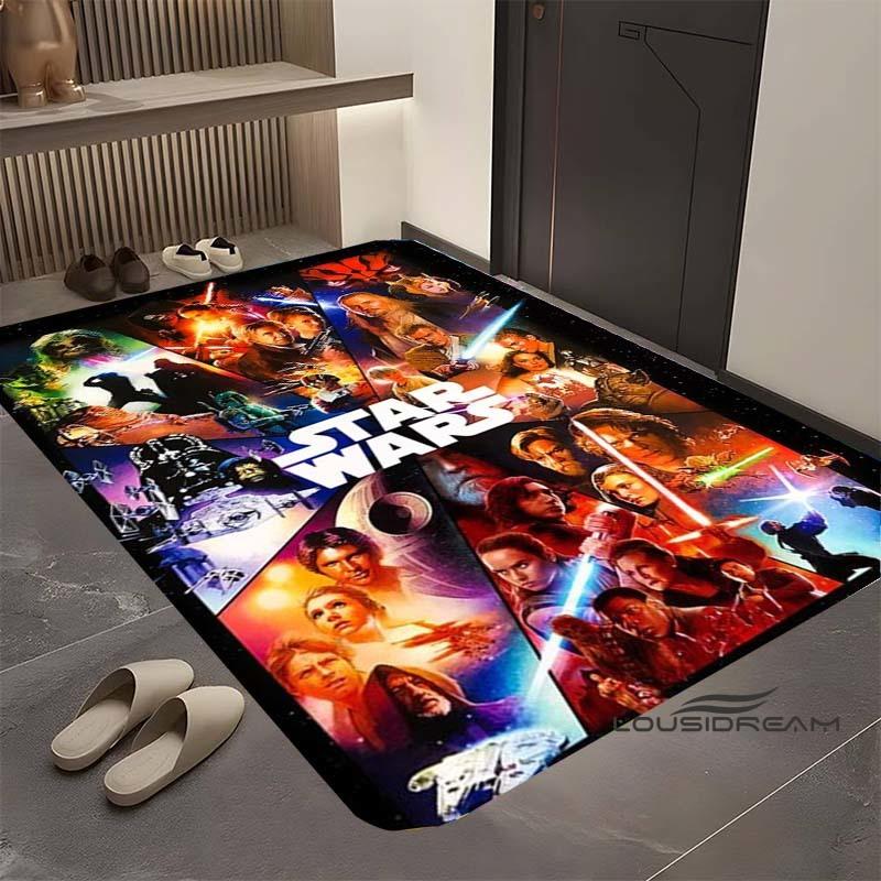 Kober s motivem Star Wars, vhodný do obývacího pokoje, retro vzor galaxie, vesmírné hvězdolety, velká protiskluzová rohožka, koupelnová předložka, domov