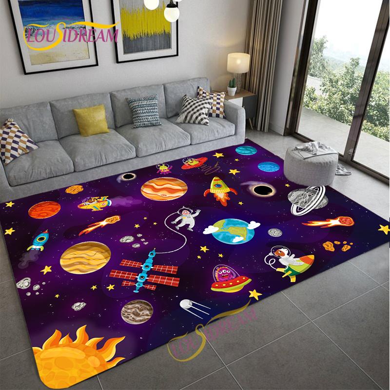 Cartoon Space Universe Planet Carpet for Living Room Bedroom Sofa Area Rug Kitchen Door Un-slip Floor Mat Alfombra Birthday gift