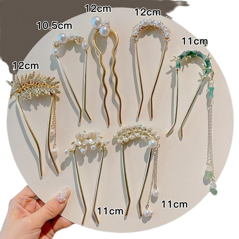 Spring 2025 High-End Pearl U-Shaped Hairpin – Ancient Style Chinese Hair Styling Accessory for Women