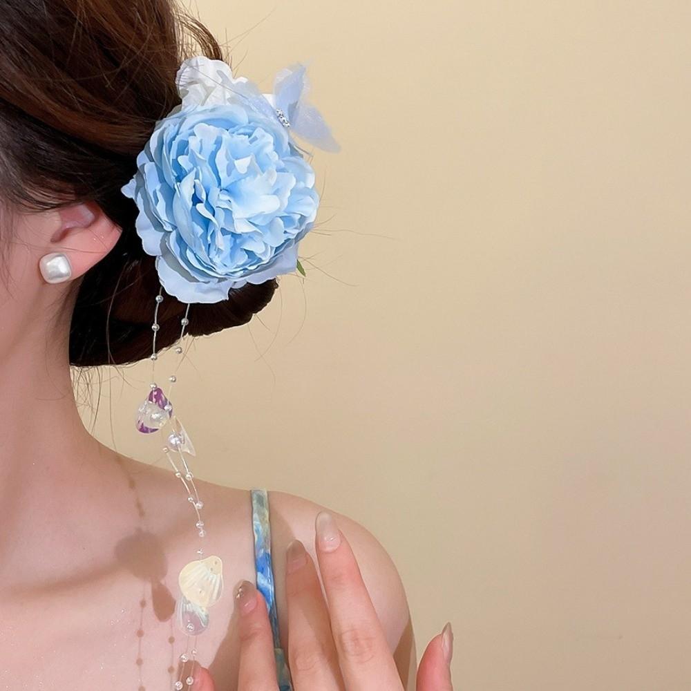 Pearl Flower Hairpin Colorful Chinese Style Hair Clip Elegant Hanfu Hair Accessories  Women