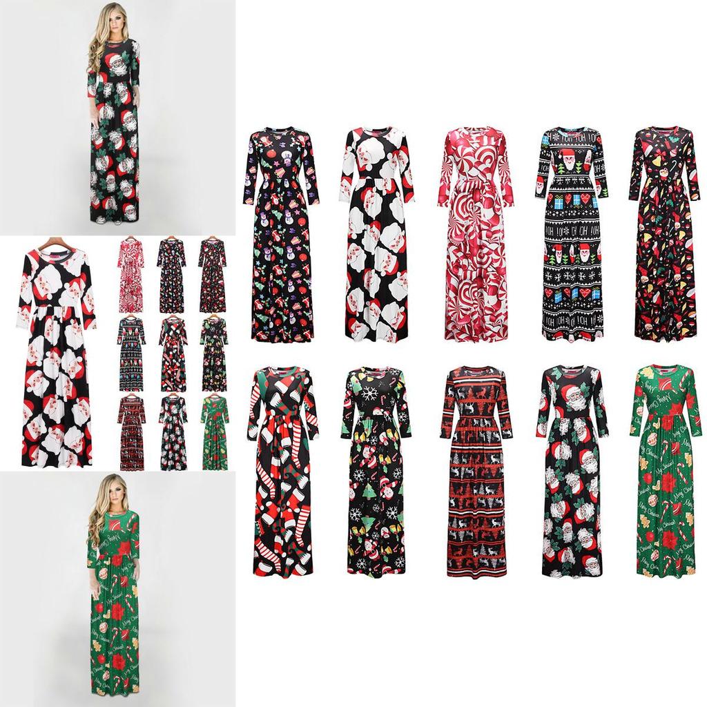Fashion Women's Long Sleeve Christmas Dress Long Skirt Clothing With Premium Quality Material