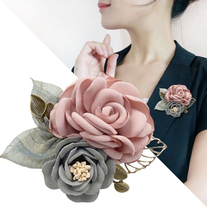 1Pc Botanical Pins Casual Mother's Day Gift Fashionable Party Accessories Women Rose Flower Brooches Fabric