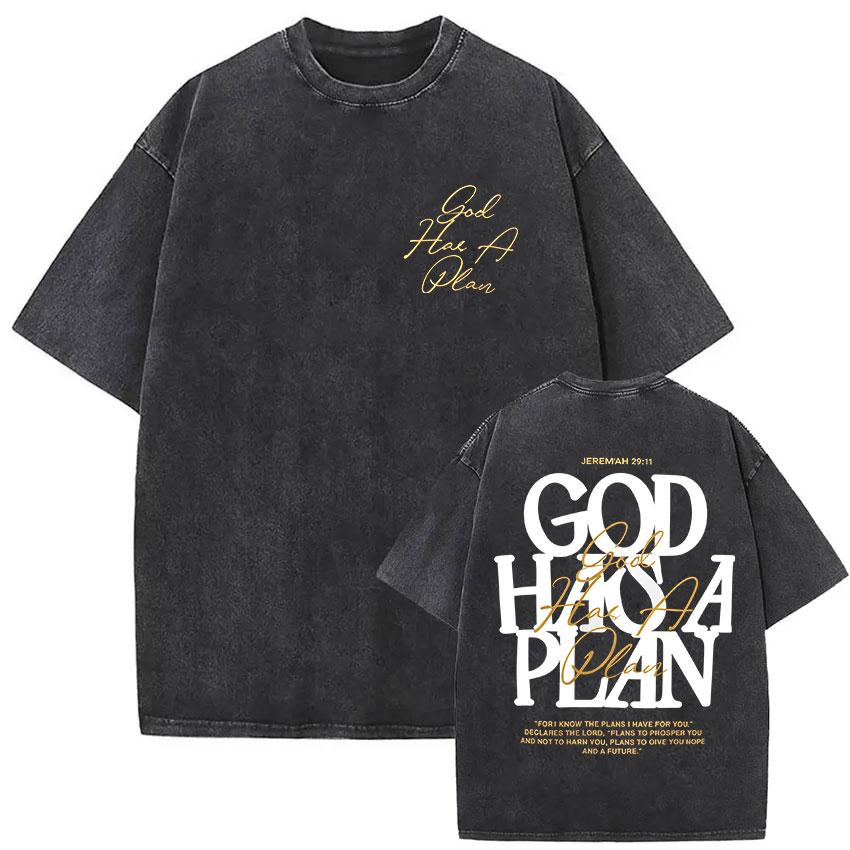 Vintage Washed Faith in God Christian Bible Verse Print T Shirts Men Womens Clothing Aesthetic Fashion Oversized Cotton Tshirt